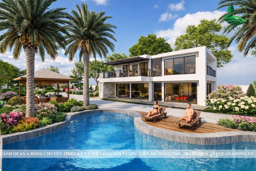 thiết kế sân vườn biệt thự trọn gói với không gian xanh sang trọng