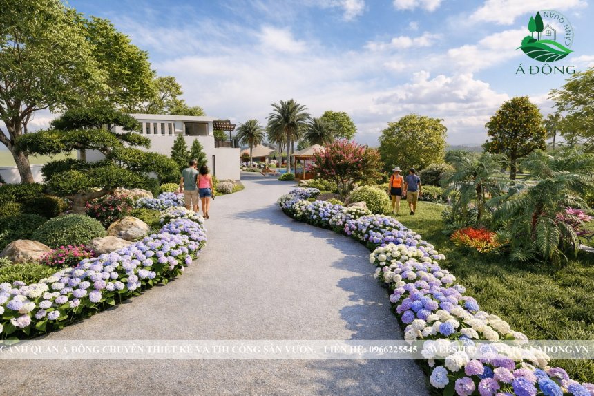 phối cảnh thiết kế cảnh quan sân vườn trọn gói cho công trình cao cấp