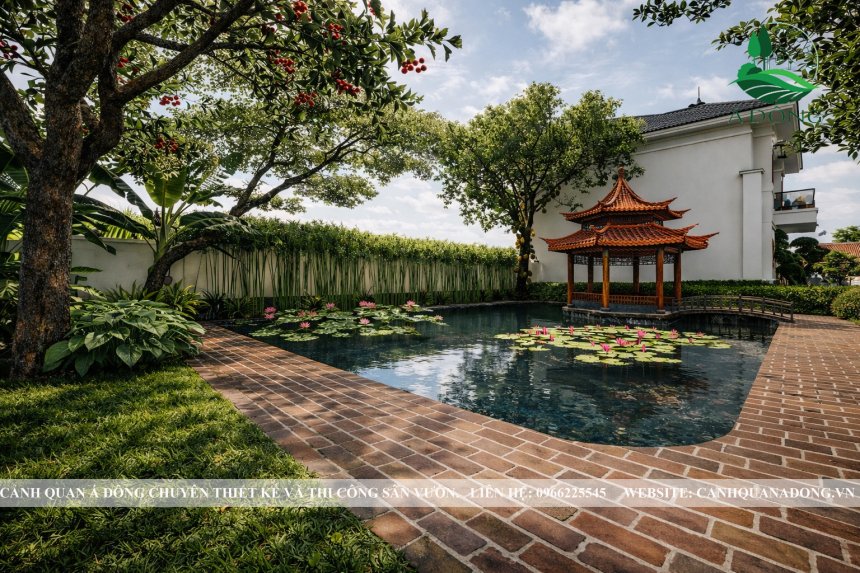 mẫu sân vườn quê Việt đẹp gần gũi thiên nhiên cho nhà vườn