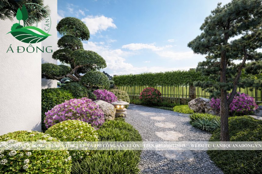 thiết kế sân vườn theo yêu cầu với bố cục hài hòa và sang trọng